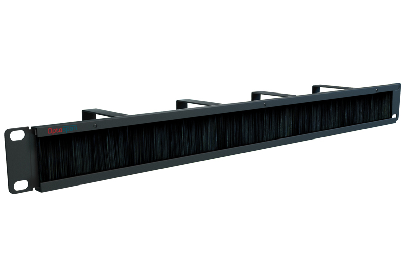 1U 3-in-1 Cable Management Panel with Hoops and Brush Strips