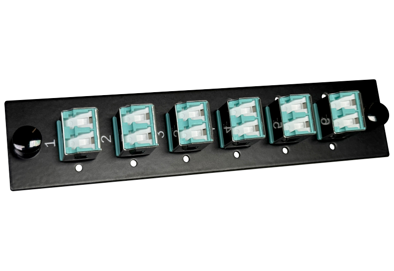 12F Multimode (OM4) Black Adapter Panel with IP5x Automatic Dust Shield - Select Series