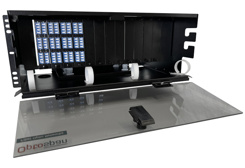 96 Fiber MTP-LC Cassette Multimode 4U Rack Mount Distribution Panel