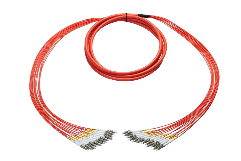 Multimode Fan-Out Fiber Cable, 24 Strand, 30ft, LC-LC