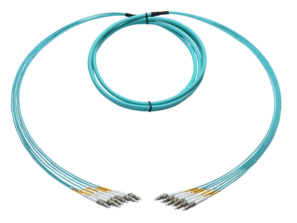 6-Fiber Plenum Armored Breakout Fiber Cable Multimode 5 Meter LC-LC