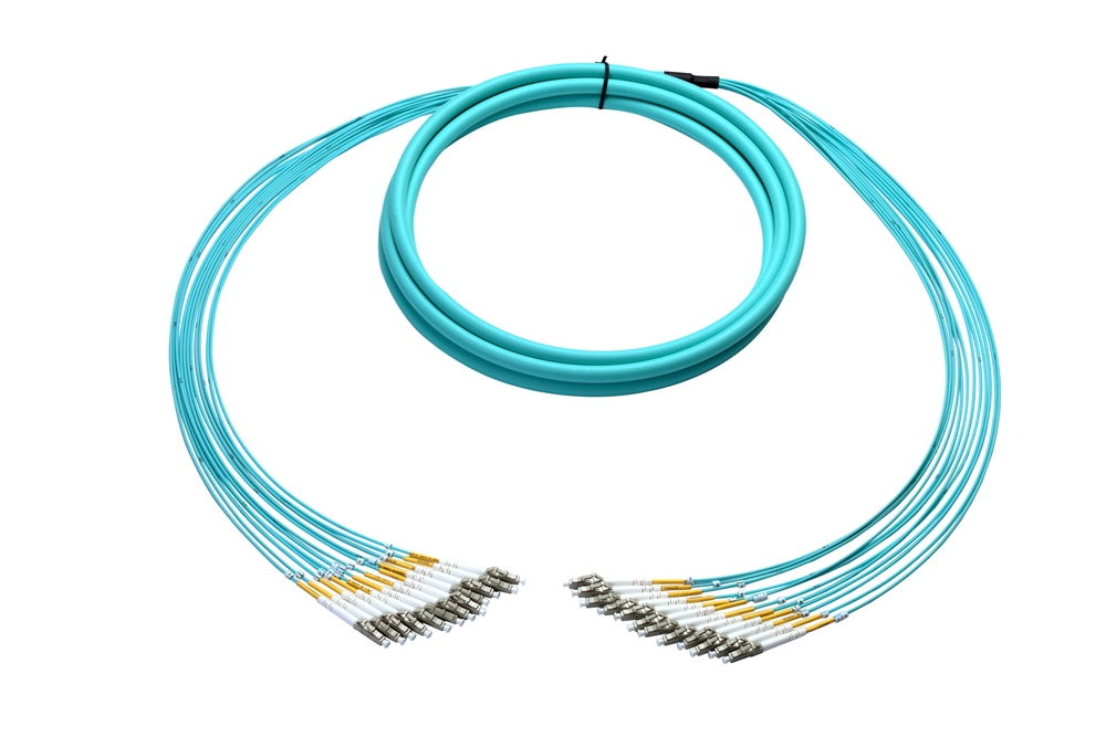 Plenum Armored Breakout Cable, 24-Fiber, LC-LC, Multimode, 5 Meter
