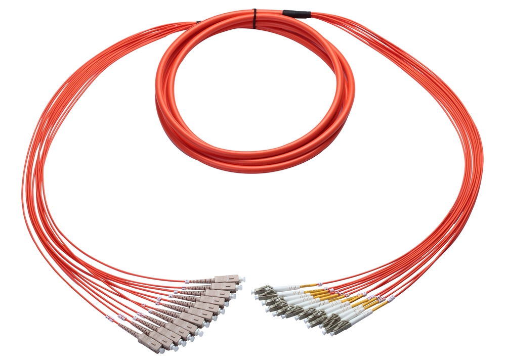 12-Fiber Plenum Breakout Fiber Cable Multimode 2 Meter SC-LC