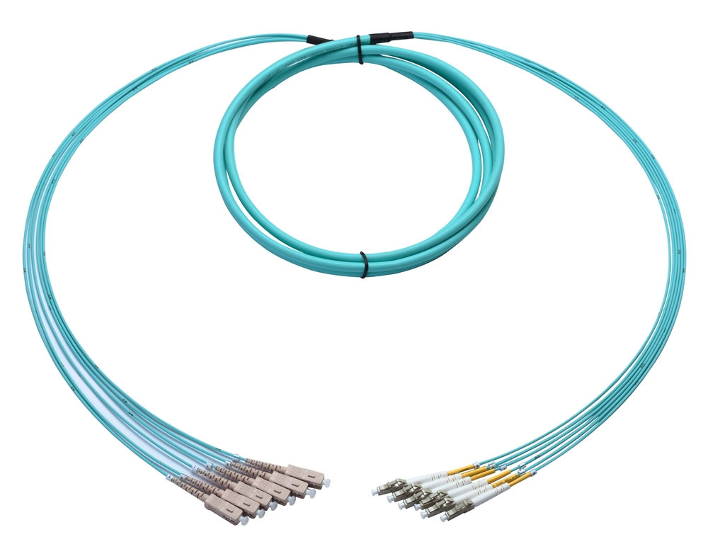 SC-LC Plenum Fan-Out Cable 6-Fiber Multimode 10 Meter