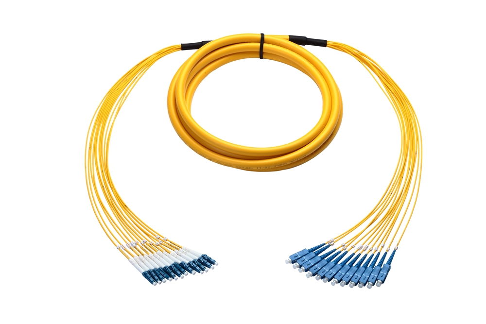 Single-mode Plenum Fan-Out Fiber Cable, 12 Strand, 5 Meter, SC-LC