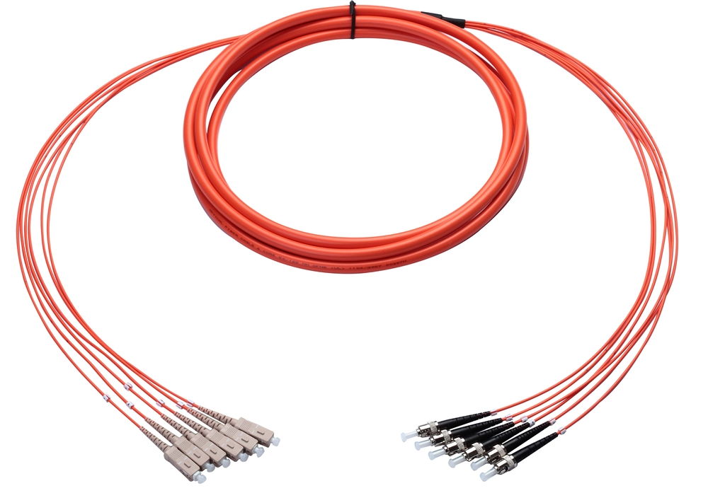 10 Meter Plenum Breakout Cable, 6 Core, Multimode, ST-SC
