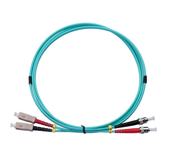 Multimode Plenum Fiber Cable, Duplex, 1 Meter, ST-SC