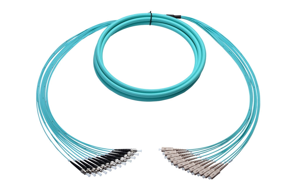 12-Fiber Plenum Breakout Fiber Cable Multimode 7 Meter ST-SC