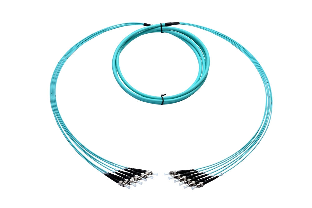 Multimode Plenum Fan-Out Fiber Cable, 6 Strand, 2 Meter, ST-ST