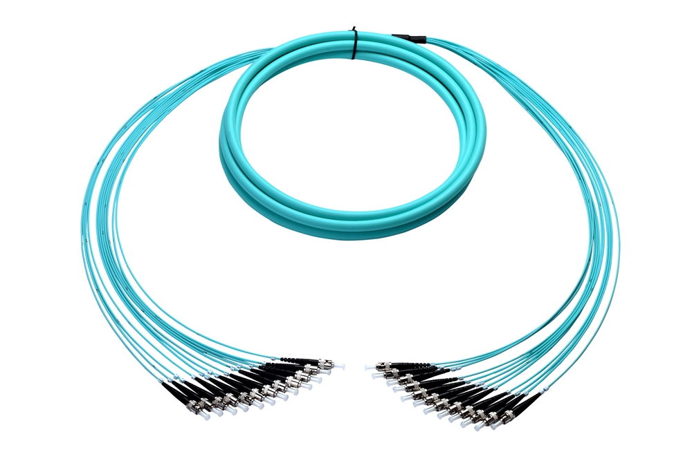 Plenum Breakout Cable, 12-Fiber, ST-ST, Multimode, 7 Meter