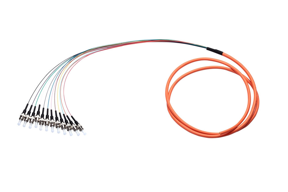 12-Fiber Fiber Pigtail Multimode 10ft ST