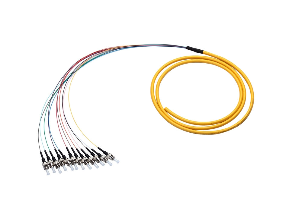 Single-mode Fiber Pigtail, 12 Strand, 10ft, ST